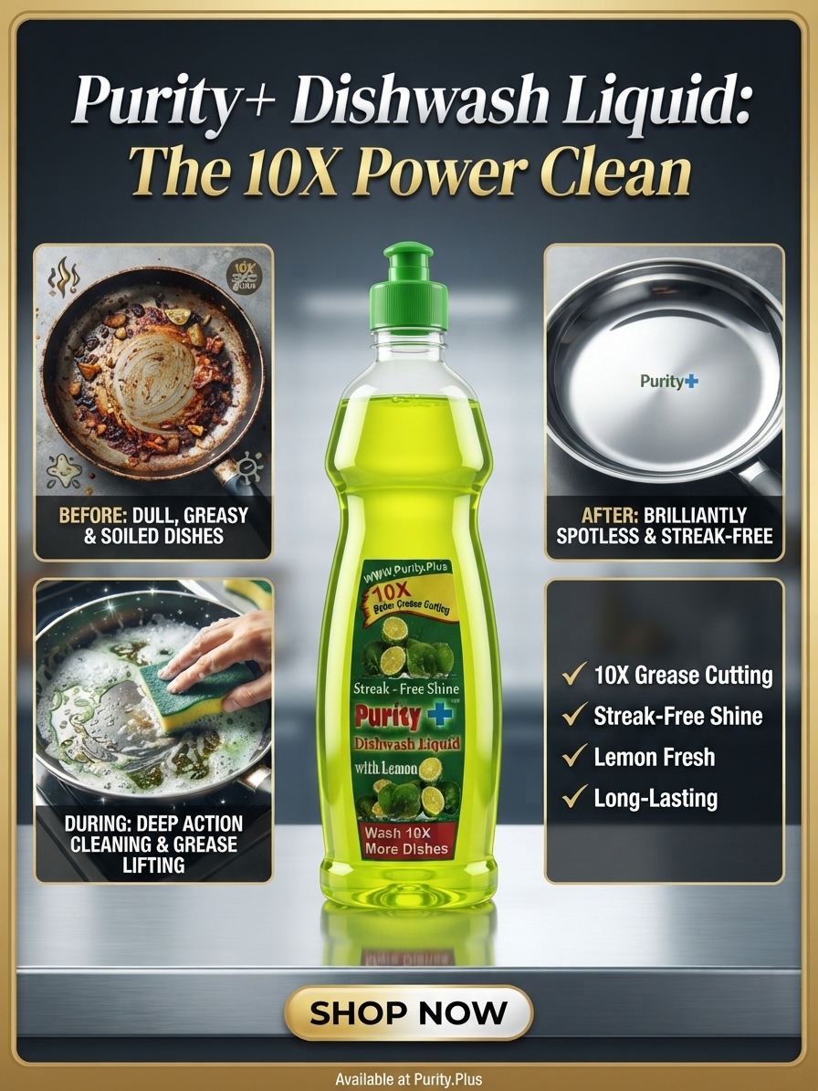 Purity Plus Liquid Dishwashing with Green Lemon Juice 400ml: 10x Better Grease-Cutting Power! - Image 3