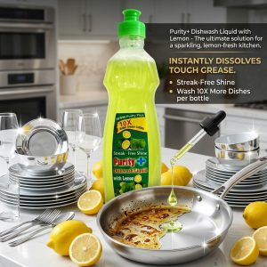 Purity Plus Liquid Dishwashing with Green Lemon Juice 400ml: 10x Better Grease-Cutting Power!