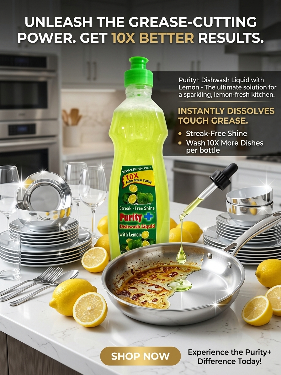 Purity Plus Liquid Dishwashing with Green Lemon Juice 400ml: 10x Better Grease-Cutting Power!