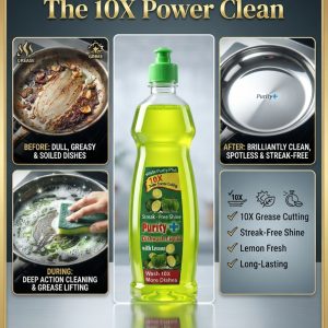 Purity Plus Liquid Dishwashing with Green Lemon Juice 400ml: 10x Better Grease-Cutting Power!