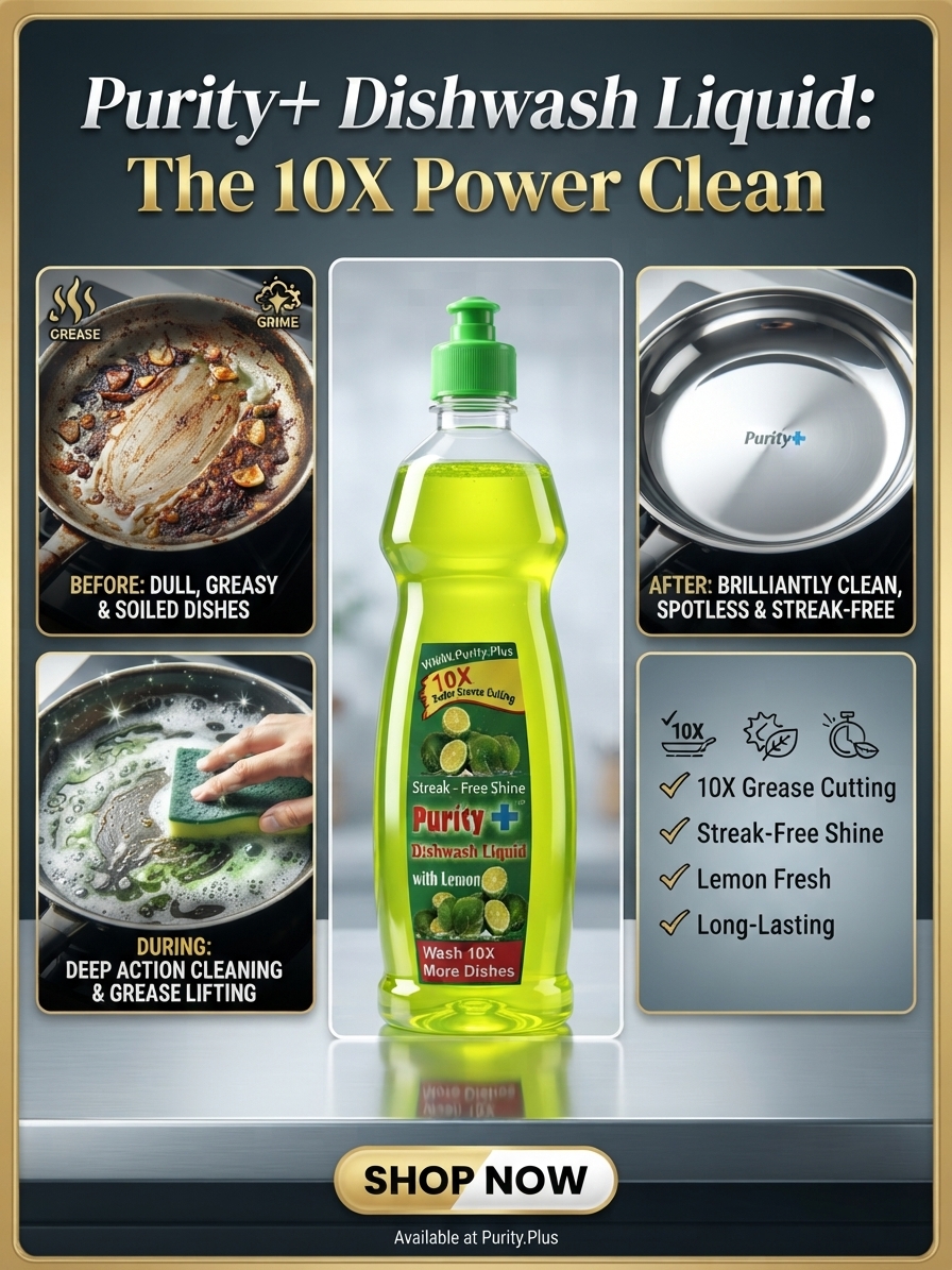 Purity Plus Liquid Dishwashing with Green Lemon Juice 400ml: 10x Better Grease-Cutting Power! - Image 2