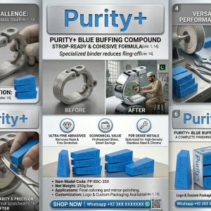 Purity+ Blue Buffing Compound | High-Luster Polishing Rouge for High-Density Stainless Steel & Hard Metals